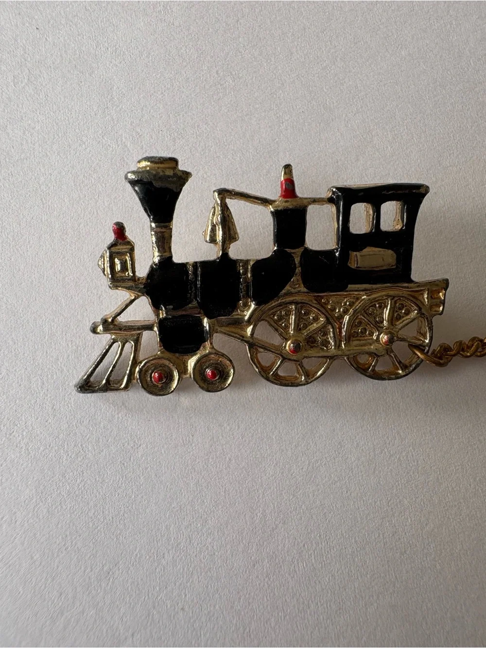 Vintage Gold Tone Steam‎ Locomotive Train Wagon Collectible Brooch Lapel Pin